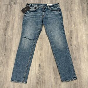 Rag & Bone Casual Distressed Blue Denim Dre Low-Rise Slim Boyfriend Jeans
